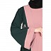 Embroidery work on layered abaya- Bottle Green-baby pink